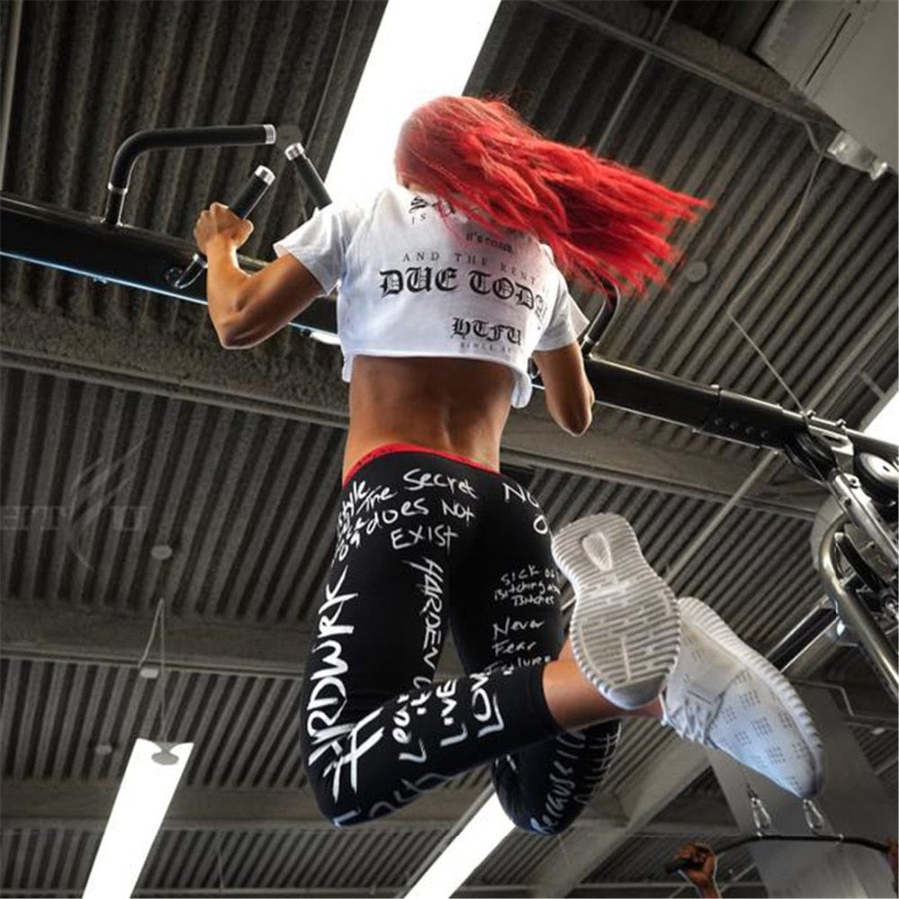 Sexy Letter Print Gym Leggings