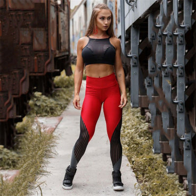 High Waist Mesh Patchwork Yoga Leggings